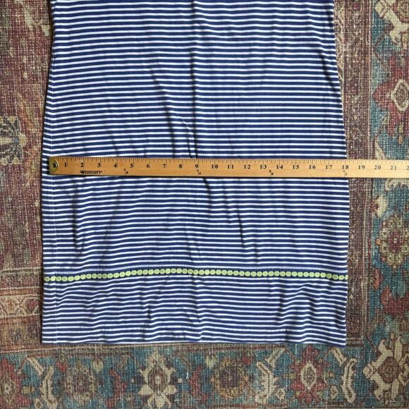 Women’s Small Vineyard Vines Striped Blue and White Dress with Green crochet - Picture 6 of 8